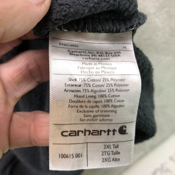 Ripped Carhartt Men's Hoodie Sweatshirt Size 2XLT Pullover Gray Original Fit Cla - Picture 9 of 16